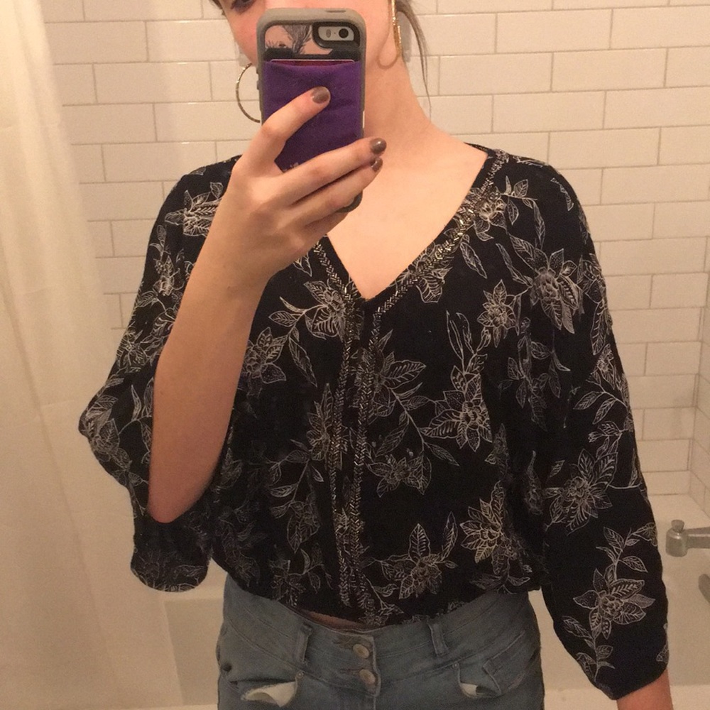 Black floral Amuse society blouse